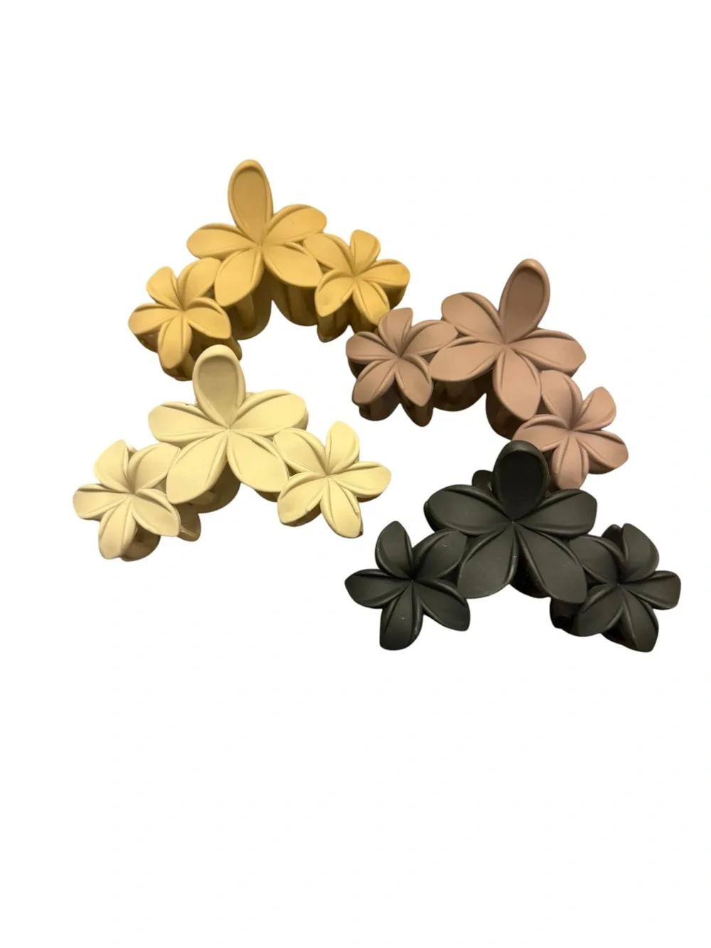 Set of 4 floral  Hair Clips - ivory, tan, black, brown